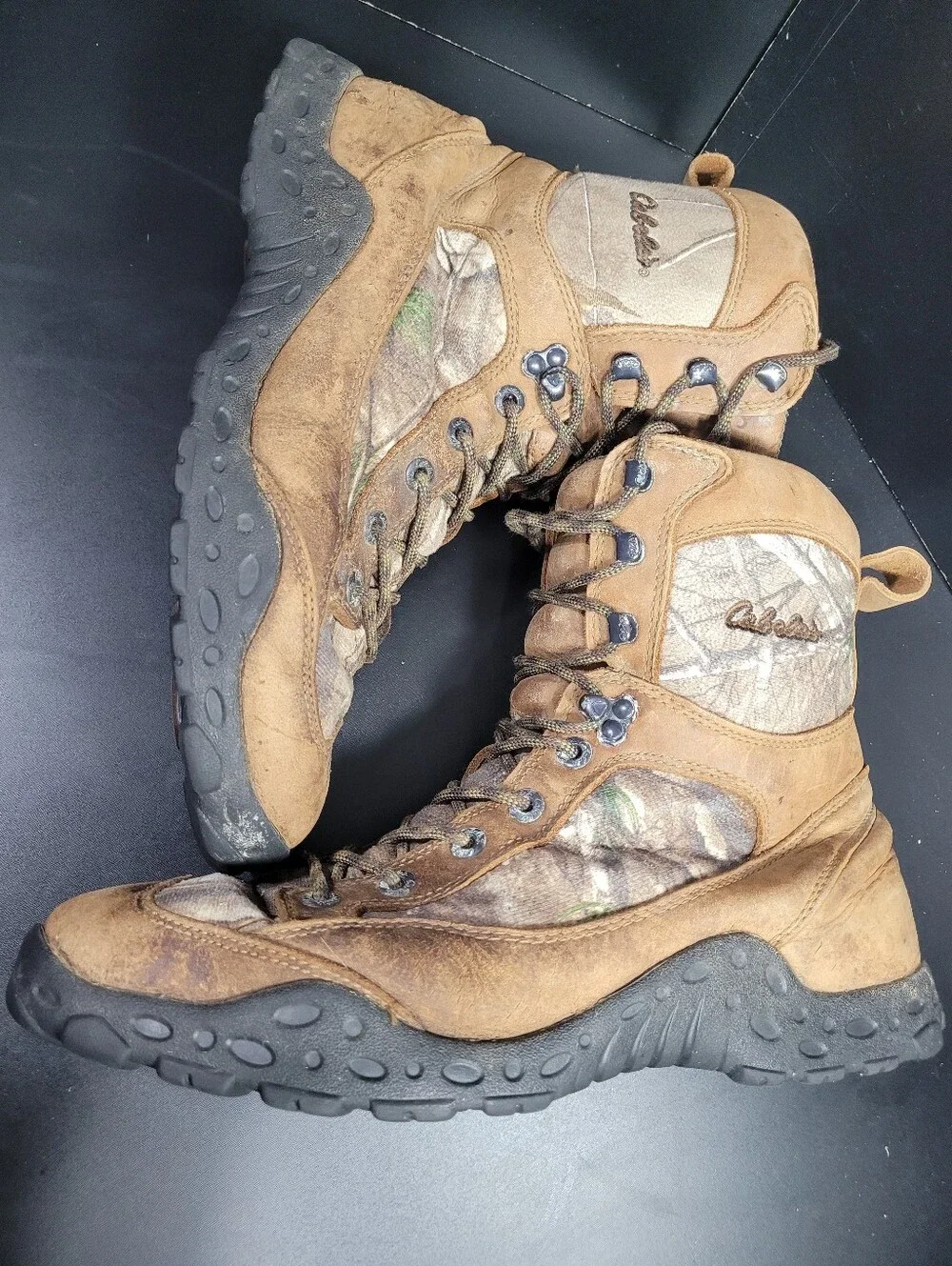 Cabelas Mens Hunting Boots Camo Suede Leather Waterproof GORE-TEX Size 11 D